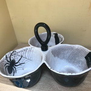 MAX STUDIO BRAND TRIO OF APPETIZER BOWLS CROW BAT SPIDER HALLOWEEN